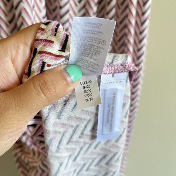 NEW LOFT ANN TAYLOR CHERVON PRINT STRAP SUMMER SHIFT DRESS MIDI SIZE XXS… - Picture 6 of 8